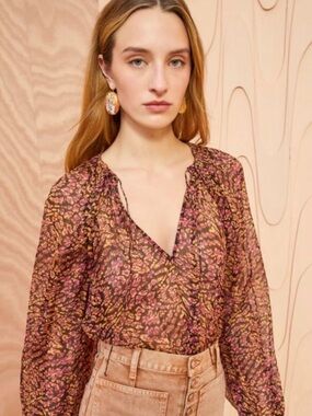 Ulla Johnson BOHO Pauline Blouse in Pomegranate